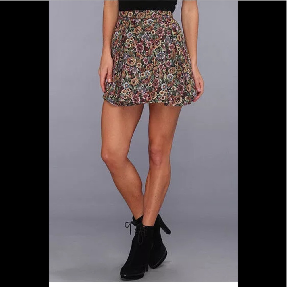 90s Floral mini skirt Pockets M pink pleat